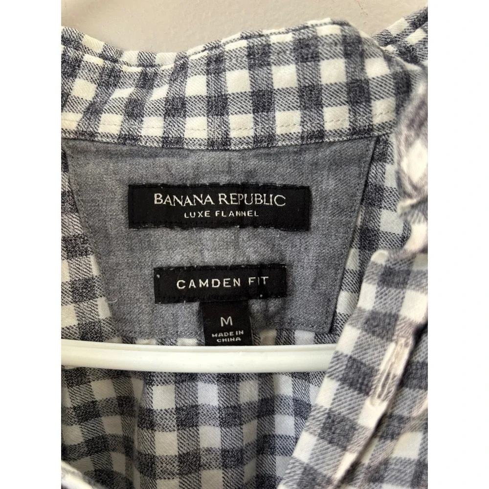 Banana Republic‎ Camden Fit Luxe Flannel Gingham Button Down Shirt Mens Medium